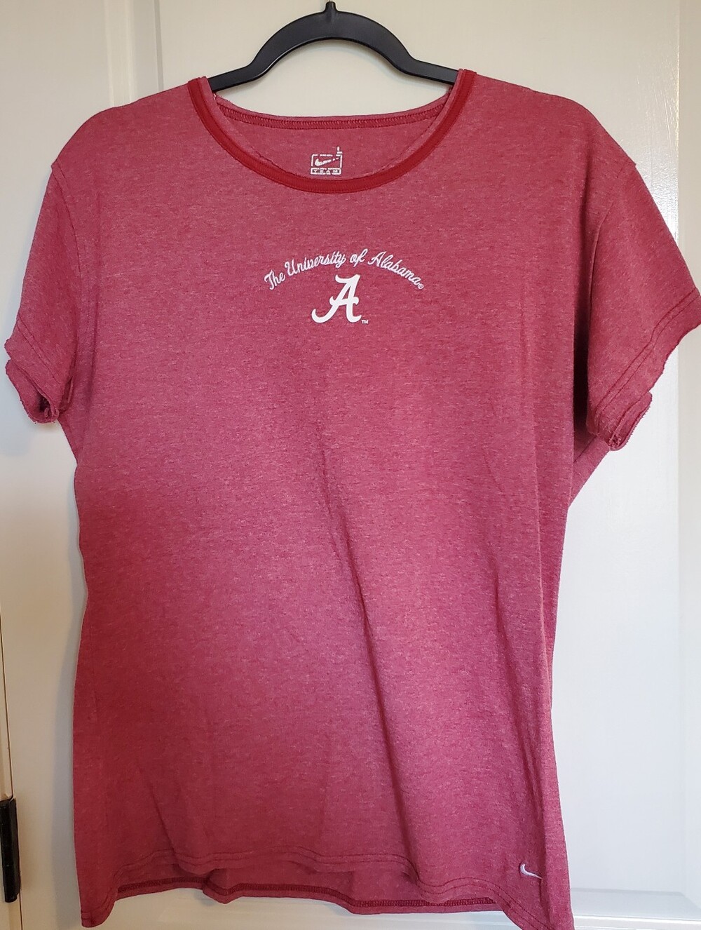 Nike Women's Heather Crimson Short Sleeve Tee with White Logo